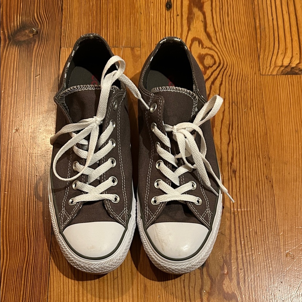 Gray Canvas Sneakers with White Laces